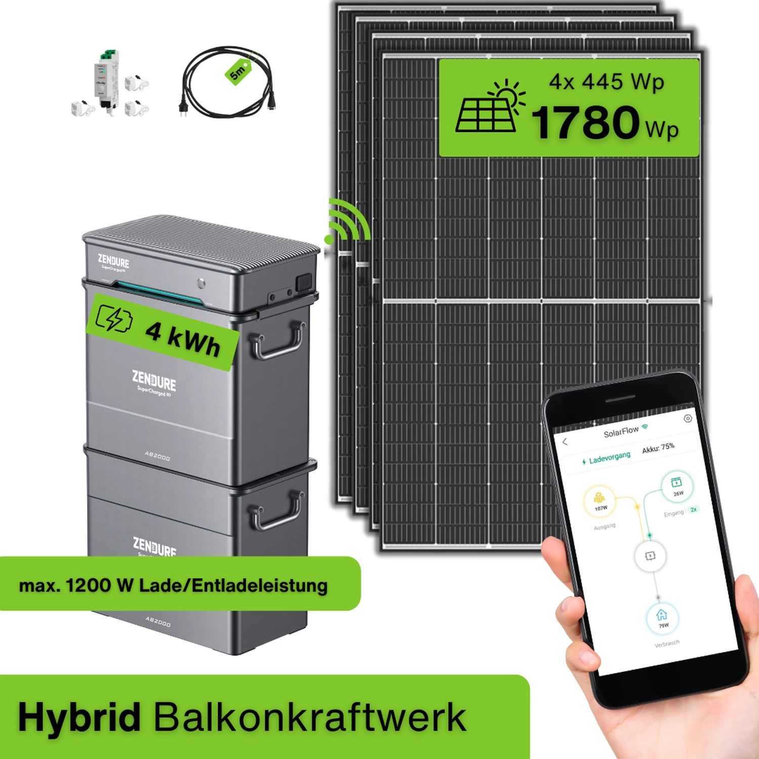 Speicher Balkonkraftwerk Hybrid 4,0 kWh Set | SKW.4000.H.4