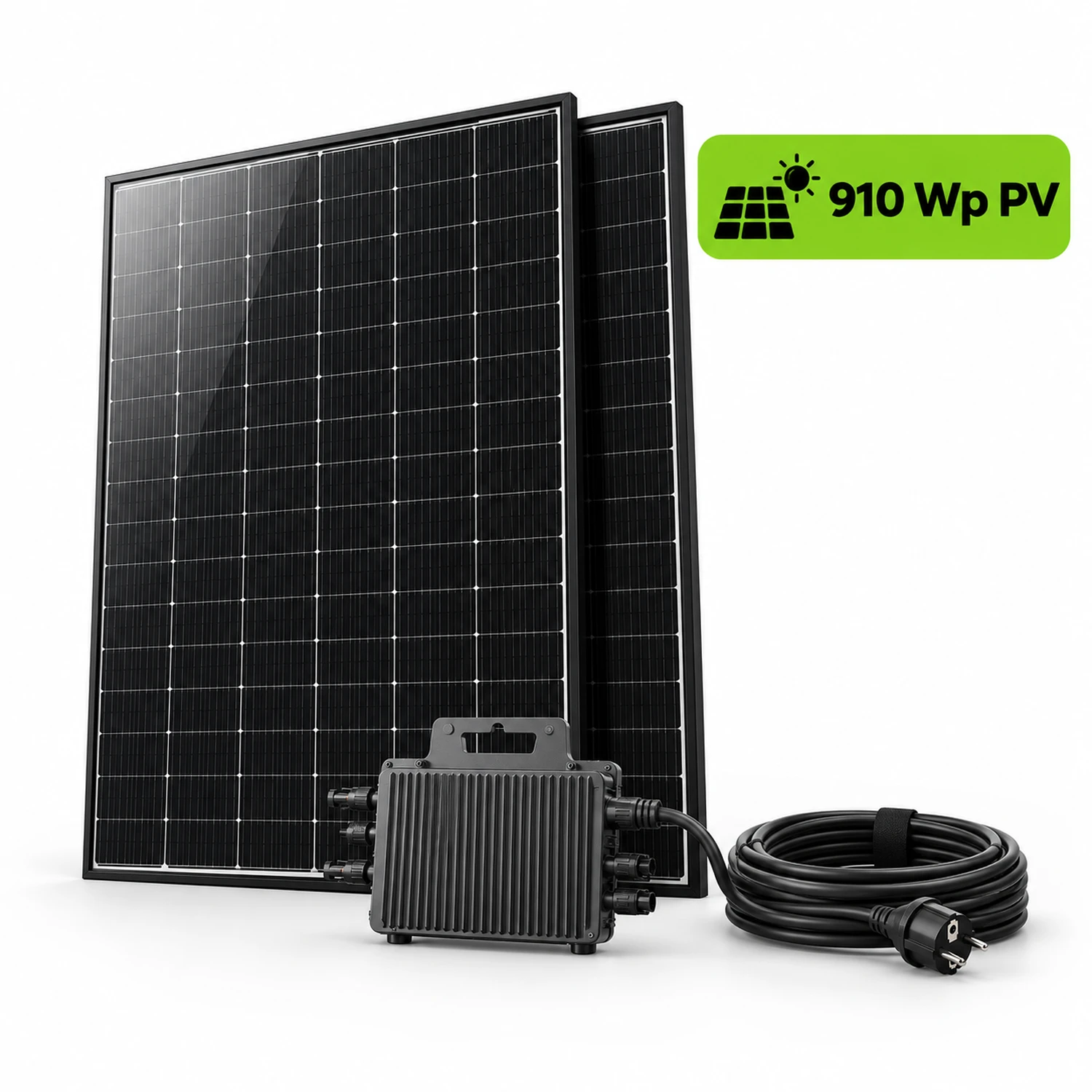 Balkonkraftwerk Full Black 910/800W Komplettset