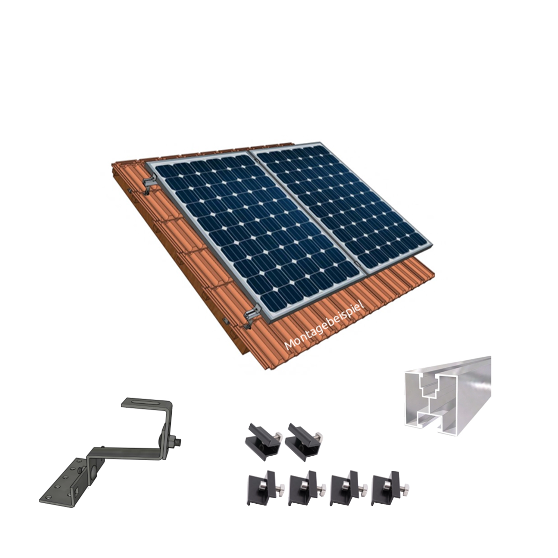 Ziegeldach Montageset für 2 PV Module