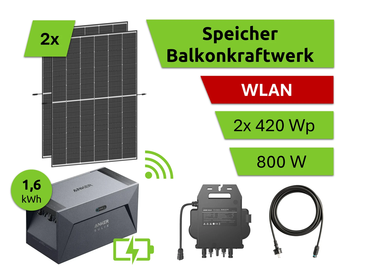 Speicher Balkonkraftwerk 1,6 kWh Set
