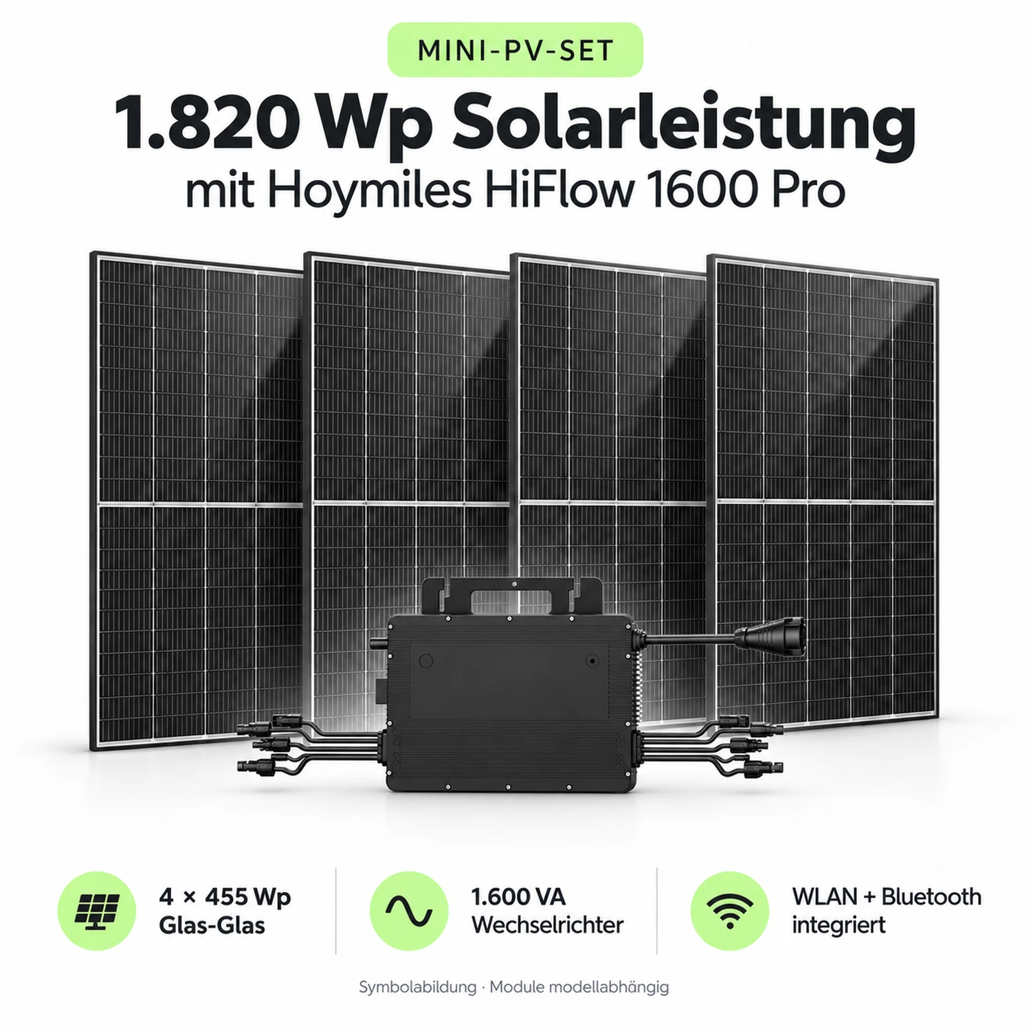 Mini PV Anlage 1820 Wp / 1600 W – Hoymiles HiFlow 1600 Pro